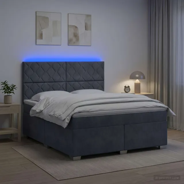 vidaXL Boxspringbed met matras Donkergrijs 180 x 200 cm Fluweel