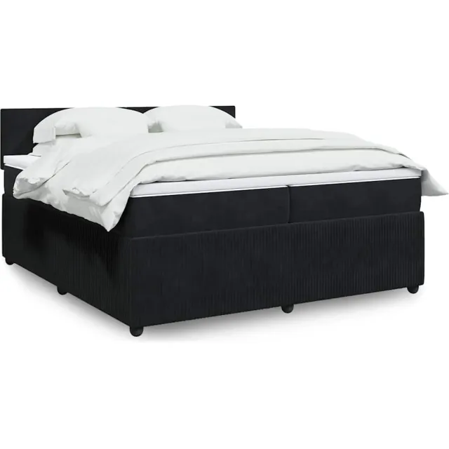 vidaXL Boxspring met matras fluweel zwart 200x200 cm