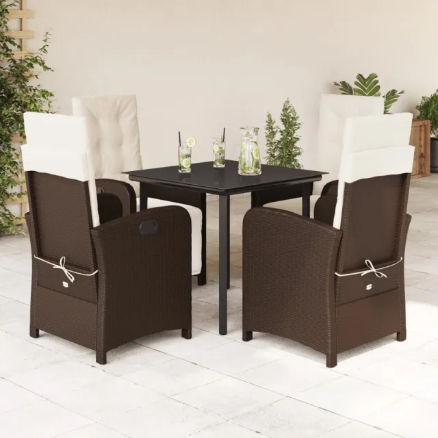 vidaXL 5-delige Tuinset met kussens poly rattan bruin, foto 2
