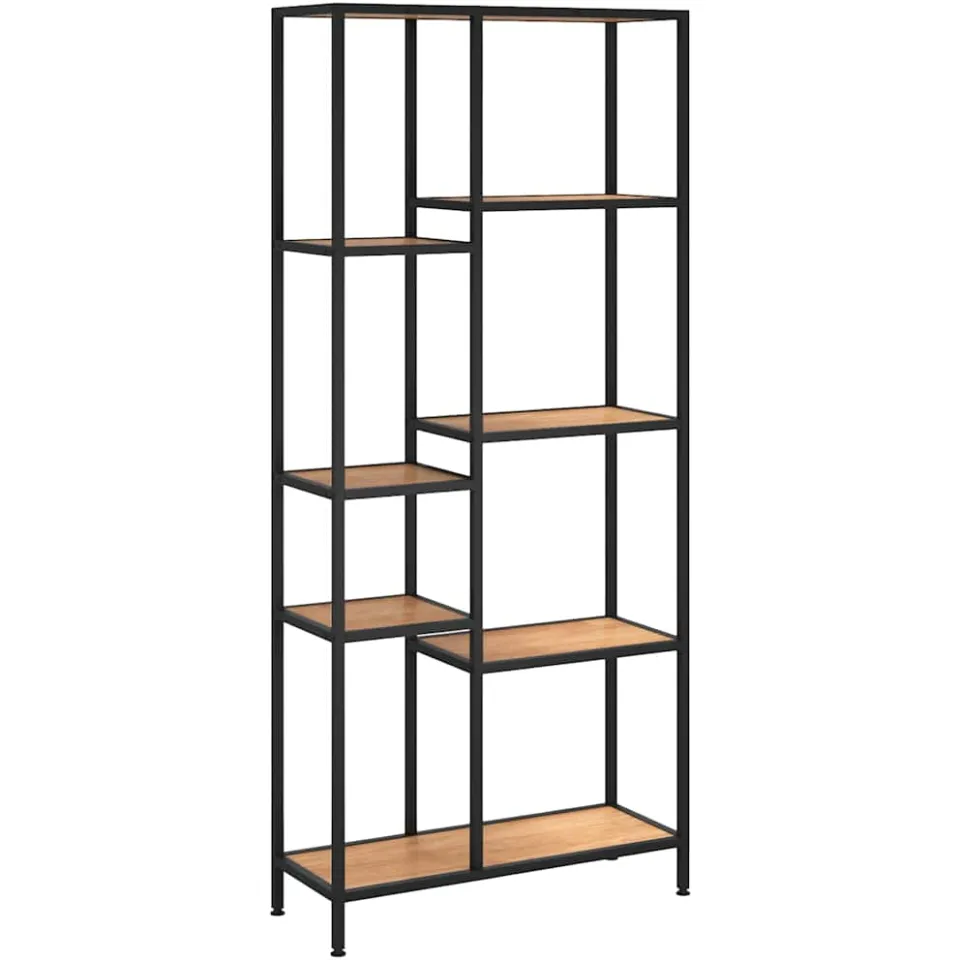 vidaXL Boekenkast 80x30x180 cm staal en bewerkt hout bruin, foto 3