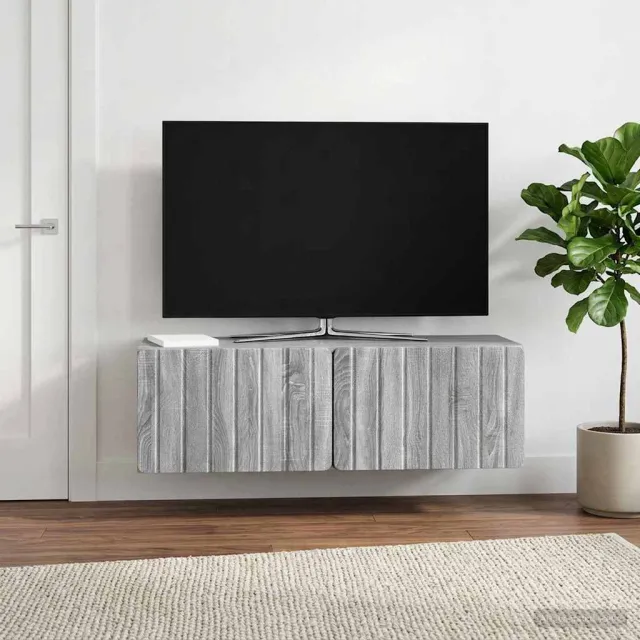 vidaXL Wandbeugel TV-kast 98 x 31 x 30 cm Grijs Sonoma Bewerkt hout