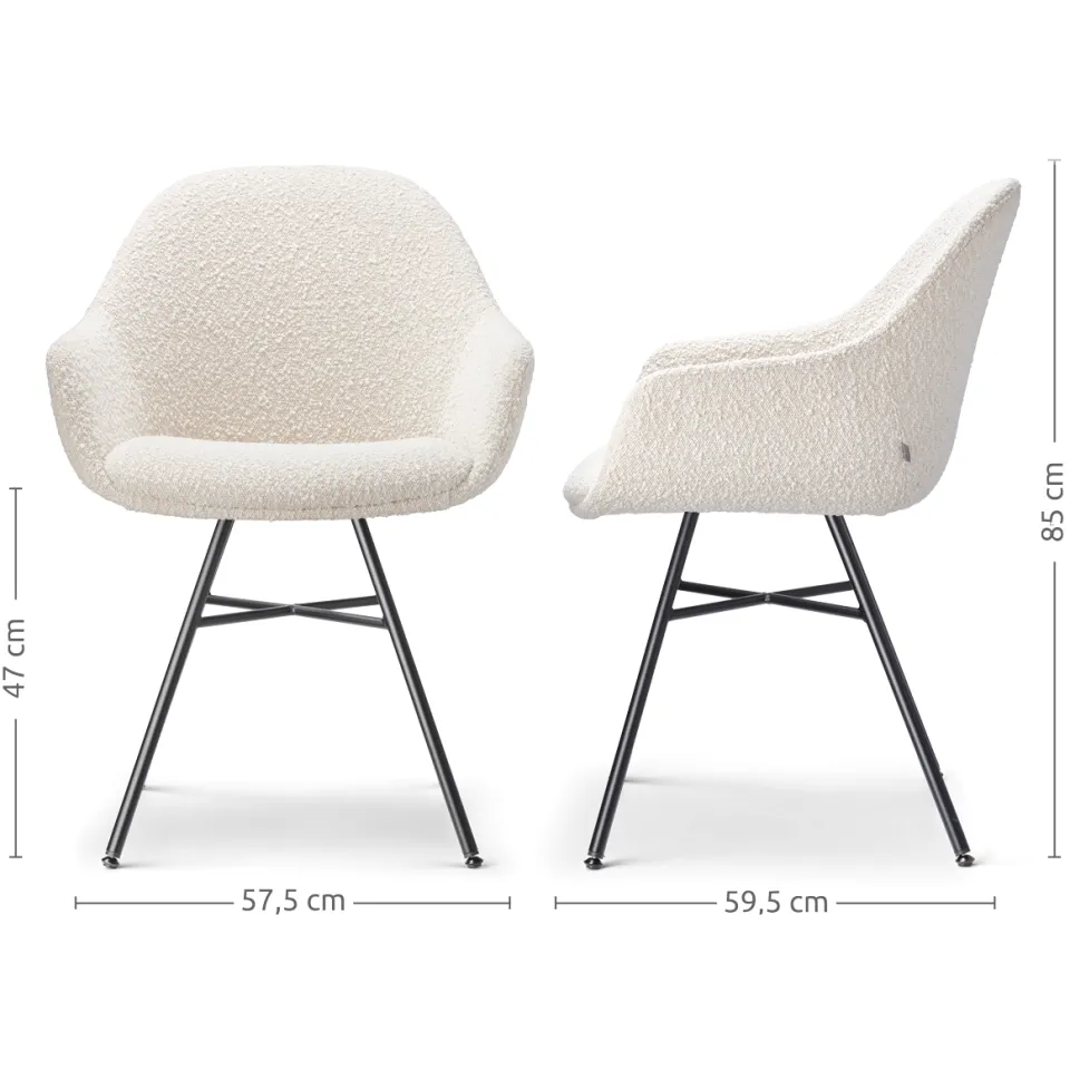 Nolon Noa-Mae eetkamerstoel bouclé beige - zwart onderstel, foto 3