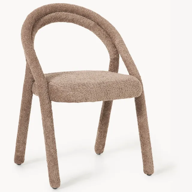 Westwing Collection Gestoffeerde eetkamerstoel Ada beige