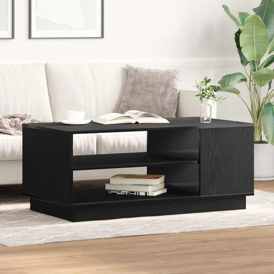 vidaXL Salontafel Zwart Eiken 102 x 55 x 43 cm Bewerkt hout, foto 4