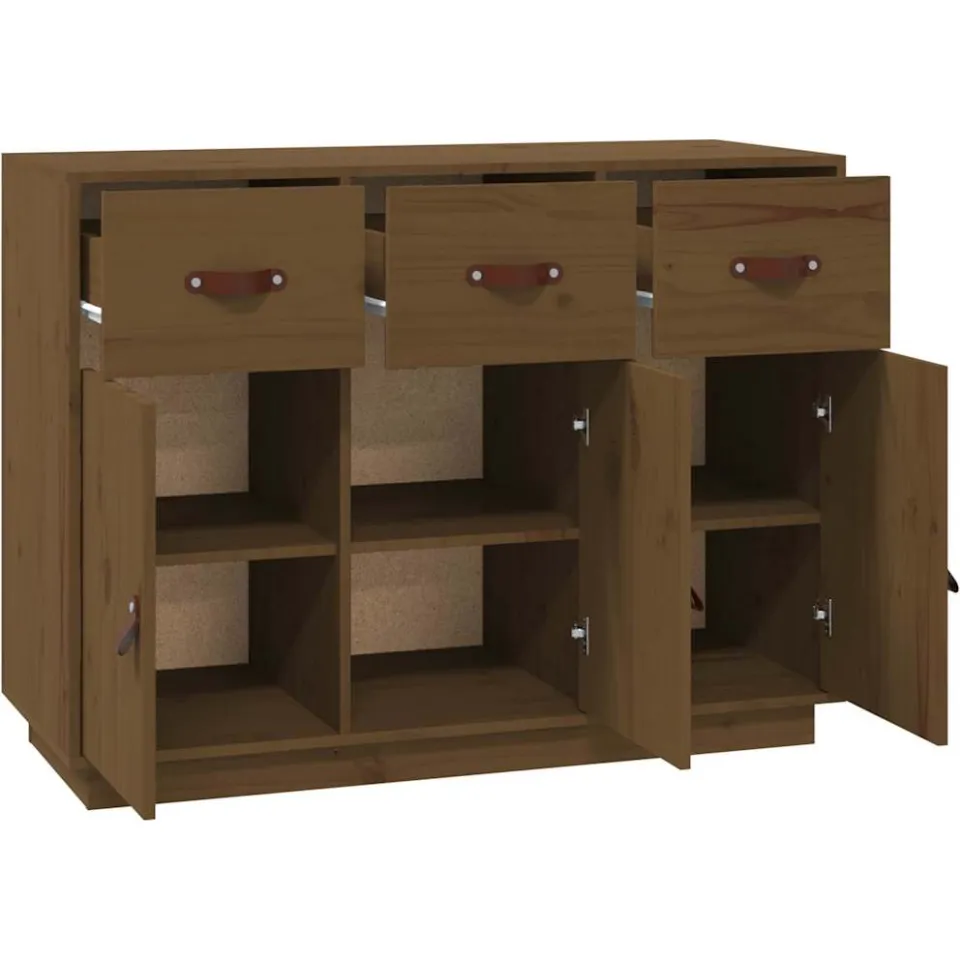 vidaXL Dressoir 100x40x75 cm massief grenenhout honingbruin bruin, foto 3