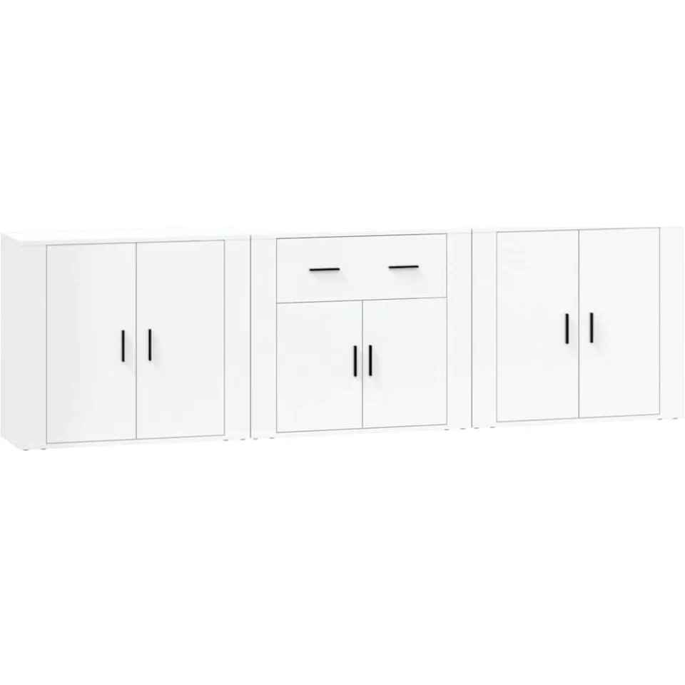 vidaXL Dressoirs 3 st bewerkt hout wit