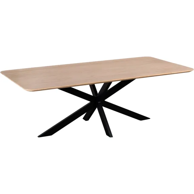 QUVIO Eettafel Sofia - Rechthoekig - Stalen kruispoot - FSC®-gecertificeerd mangohout - 220x110 cm - Naturel