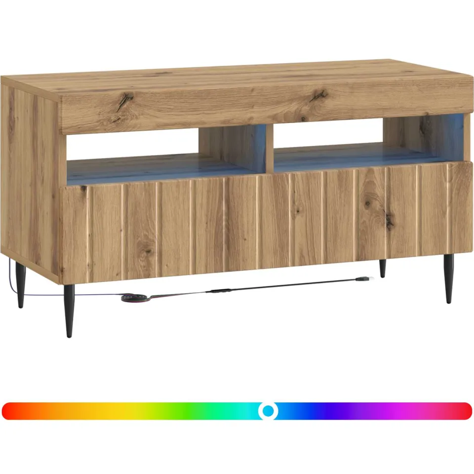 vidaXL LED tv-meubel ZWOLLE 81 x 35 x 43 cm Artisanaal eiken Bruin