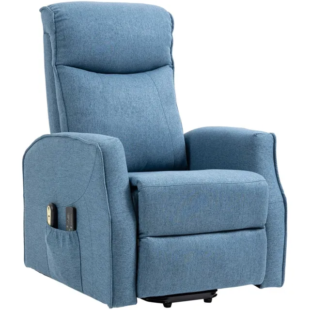 GranMaison Massagestoel - Relaxfauteuil - Zetel - Sta op stoel elektrisch - Stof - 1 persoons - Met armleuning - Zeer comfortabel - Elektrisch - Blauw