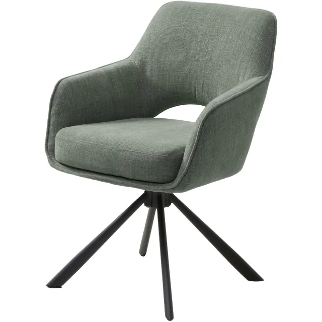 Nest of Nora Set van 2 - Nest of Nora Draaibare eetkamerstoelen met armleuningen Kavo - Chenille - Bosgroen Donkergroen