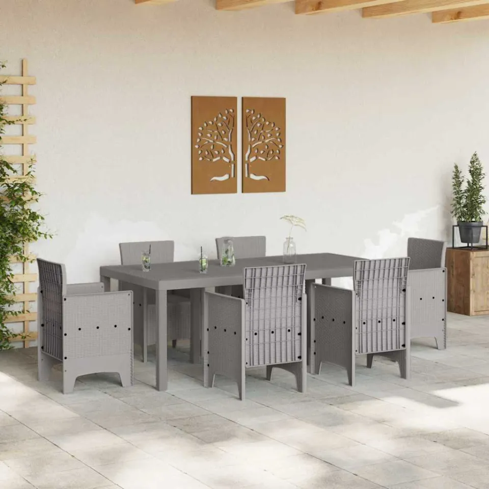 vidaXL Tuinstafel Lichtgrijs 200 x 100 x 73 cm poly rattan, foto 3