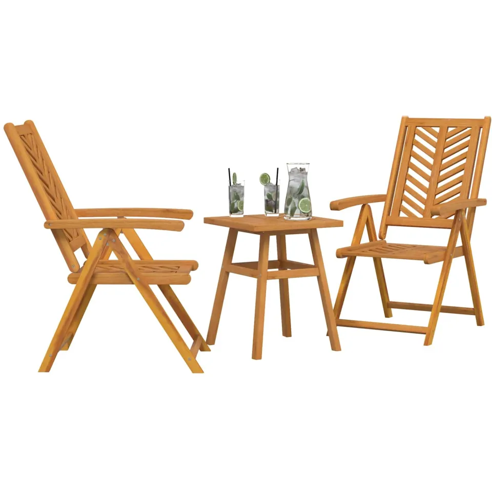 vidaXL Tuin eettafelset 3 st Bruin Massief Acaciahout