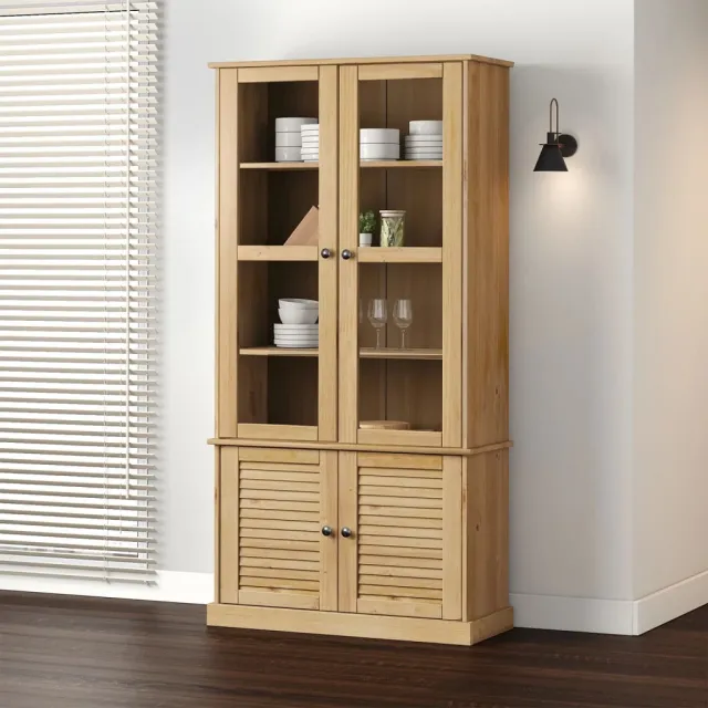 vidaXL Vitrinekast VIGO 85x35x170 cm massief grenenhout bruin, foto 2