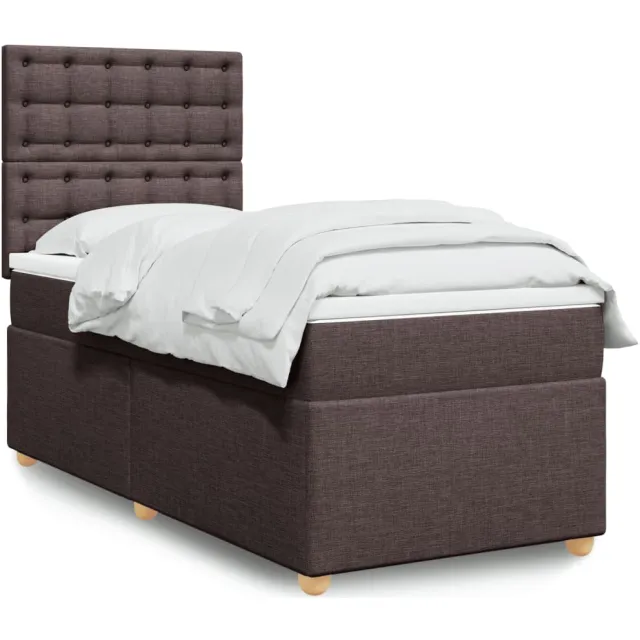 vidaXL Boxspring met matras stof donkerbruin 100x200 cm bruin