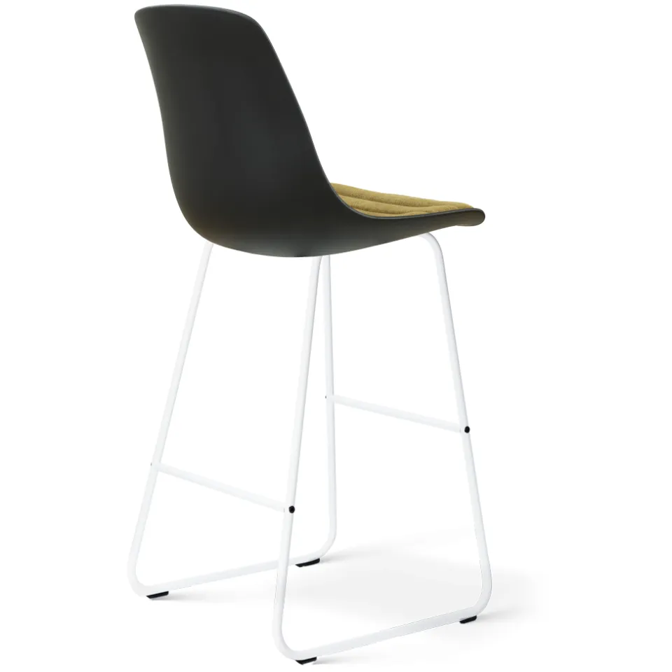 Nolon Nino-Liv barkruk zwart met mosgroen zitkussen - wit onderstel - 75 cm