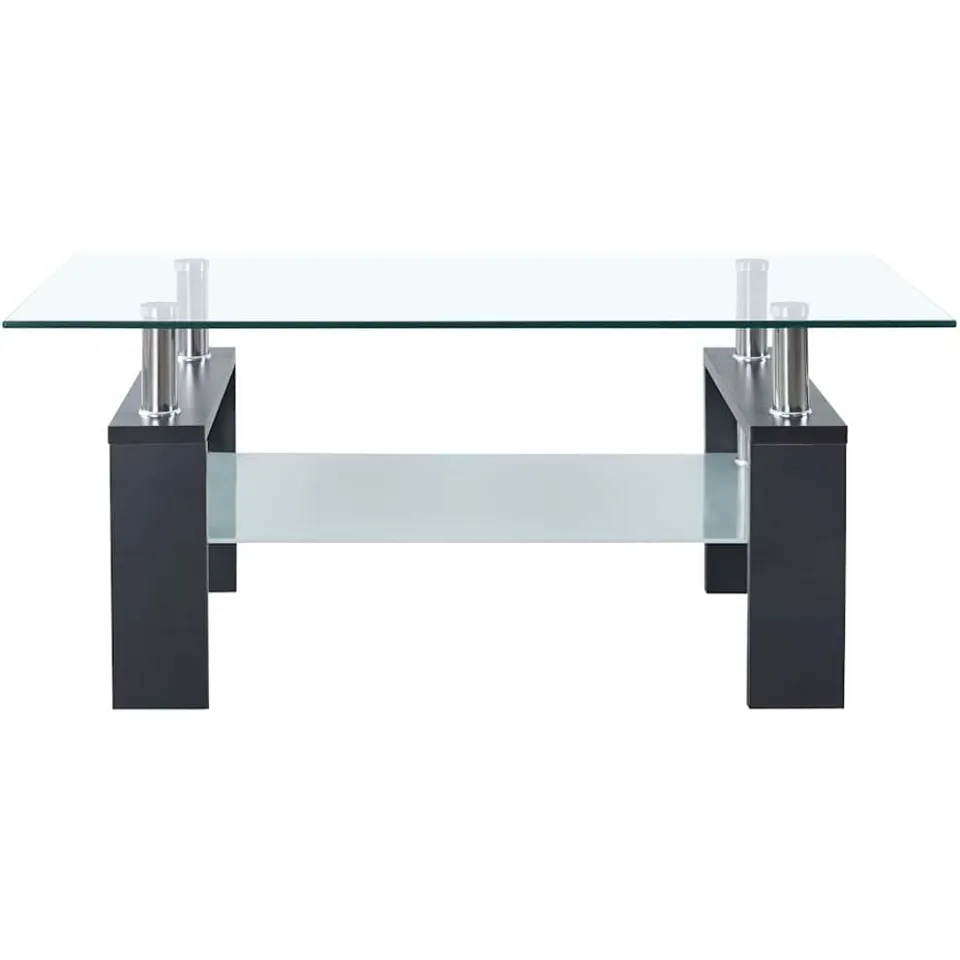 vidaXL Salontafel 95x55x40 cm gehard glas transparant en grijs, foto 4