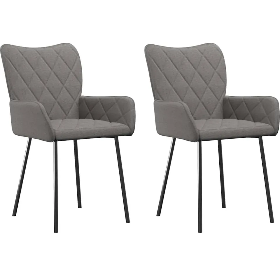vidaXL Eetkamerstoelen 2 st stof lichtgrijs grijs, foto 3