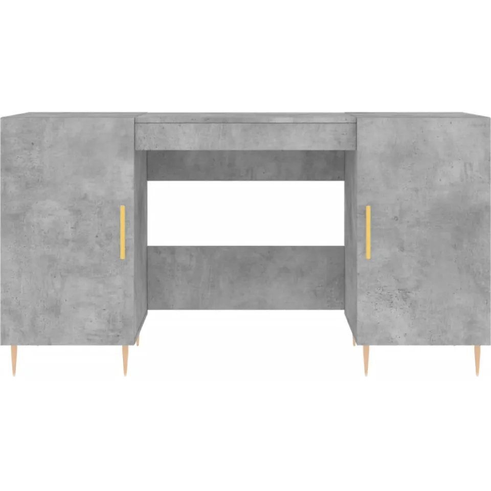 vidaXL Bureau 140x50x75 cm bewerkt hout betongrijs grijs, foto 4