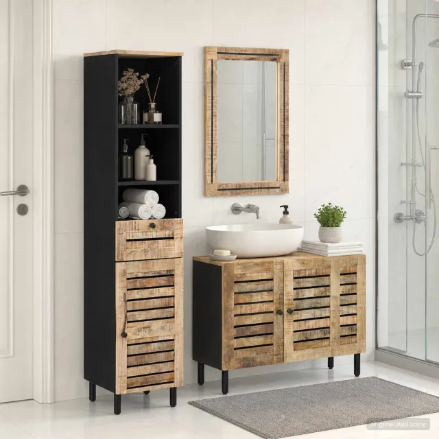 vidaXL Badkamerkastenset 3 st Naturel 38 x 33 x 160 cm Bruin