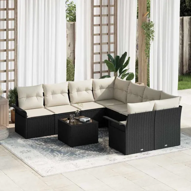 vidaXL Tuin Sofa Set 9 st Bruin poly rattan, foto 2
