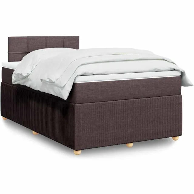 vidaXL Boxspring met matras stof donkerbruin 120x190 cm bruin