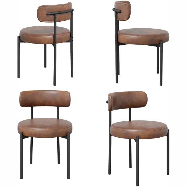 hawthyhome Eetkamerstoel Set van 4 PU Lederen Stoelen Gestoffeerd met Metalen Poten Moderne Keukenstoel Comfortabele Design Zitstoel voor Eetkamer Woonkamer Keuken Slaapkamer Horeca bruin