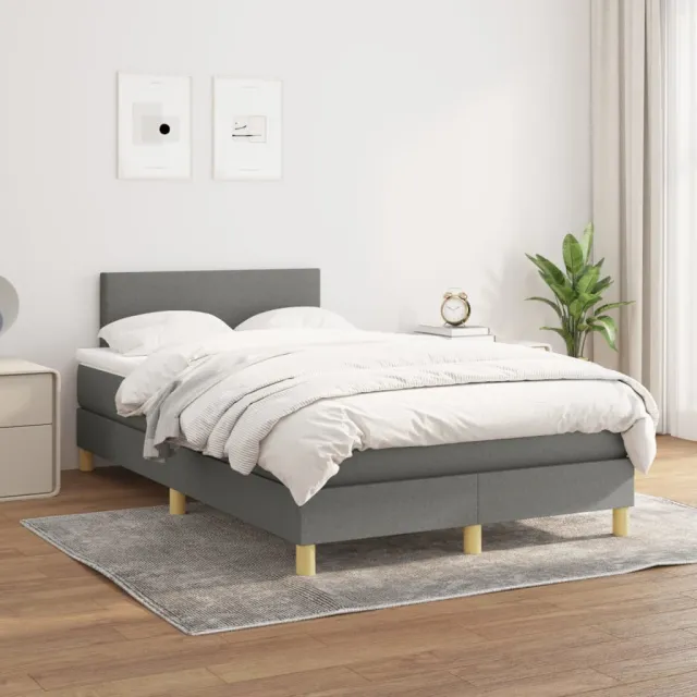vidaXL Boxspring met matras stof donkergrijs 120x200 cm grijs