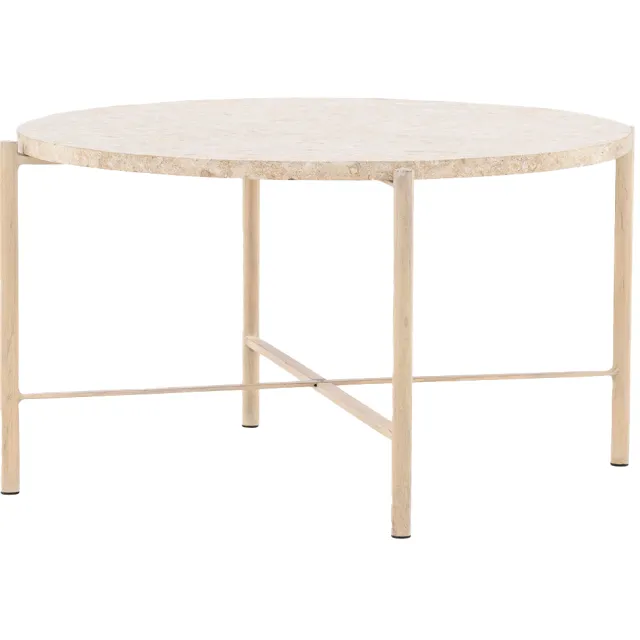 Nest living Thora ronde salontafel beige - met stenen blad - Ø 70 cm