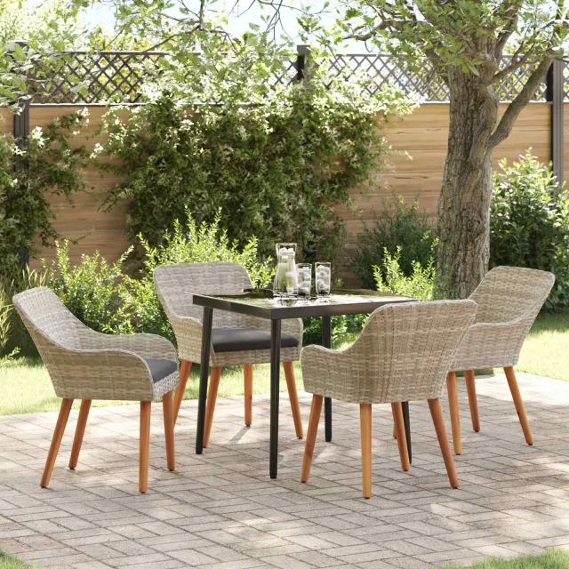 vidaXL Tuin eettafelset 5 st Lichtgrijs poly rattan, foto 2
