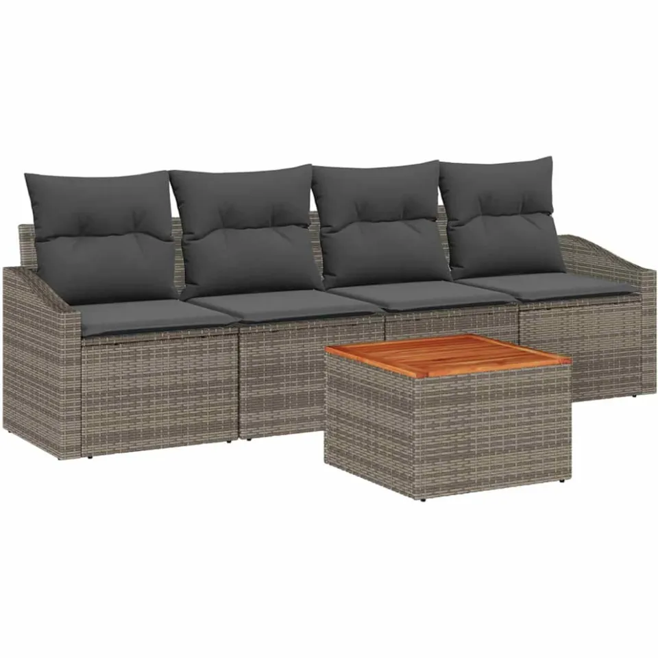 vidaXL Tuinbankenset 5 st Grijs poly rattan