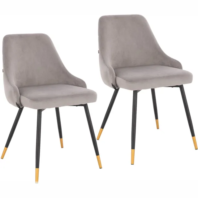 SVITA ALICE set van 2 eetkamerstoelen - gestoffeerde stoel met rugleuning fluweel grijs goud