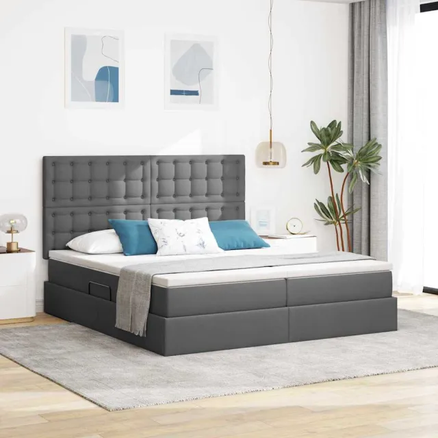 vidaXL Opslag bed Donkergrijs 180 x 200 cm Stof
