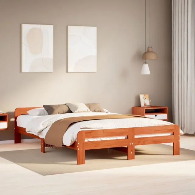 vidaXL Bedframe zonder matras massief grenenhout wasbruin 160x200 cm bruin