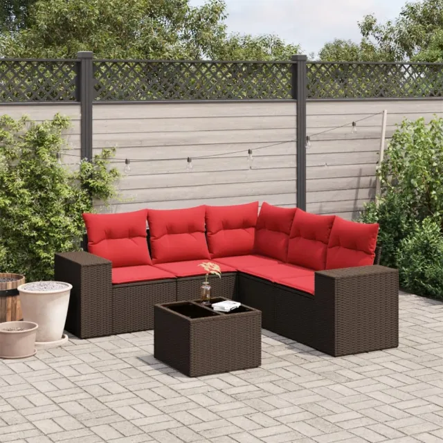vidaXL 6-delige tuinbankset met kussens, bruin polyrotan, foto 2
