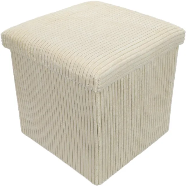 Storagesolutions Velours poef met opbergruimte TOBO, 38 x 38 x 38 cm - beige