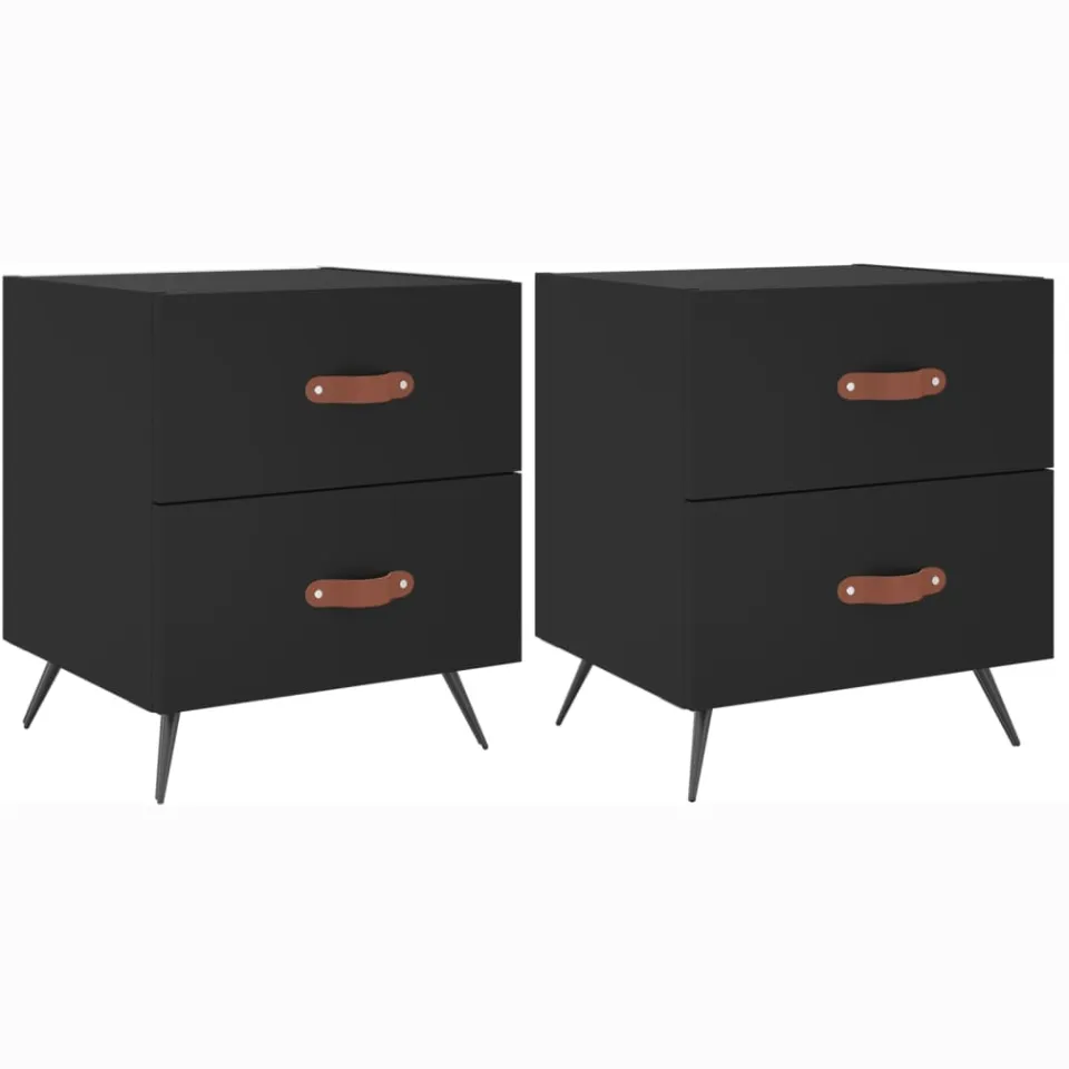 vidaXL Nachtkastjes 2 st 40x35x47,5 cm bewerkt hout zwart, foto 3