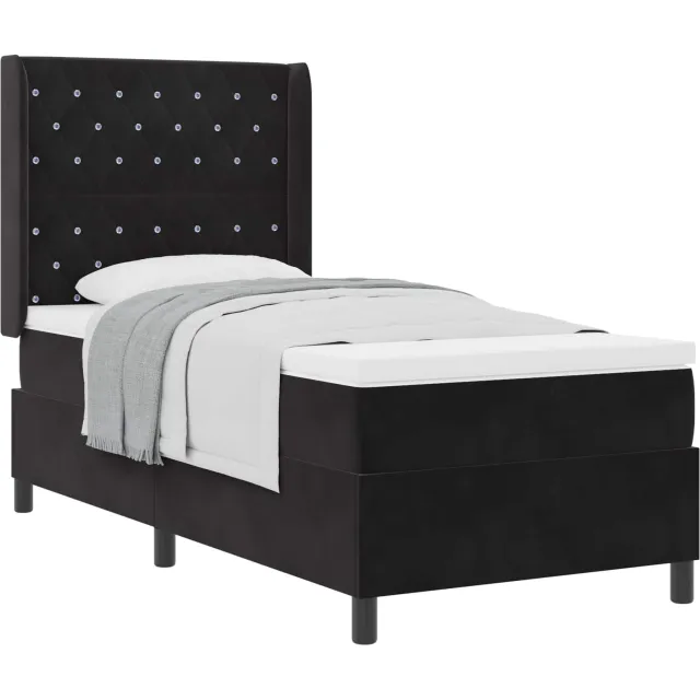 vidaXL Boxspringbed met matras Zwart 90 x 190 cm Fluweel