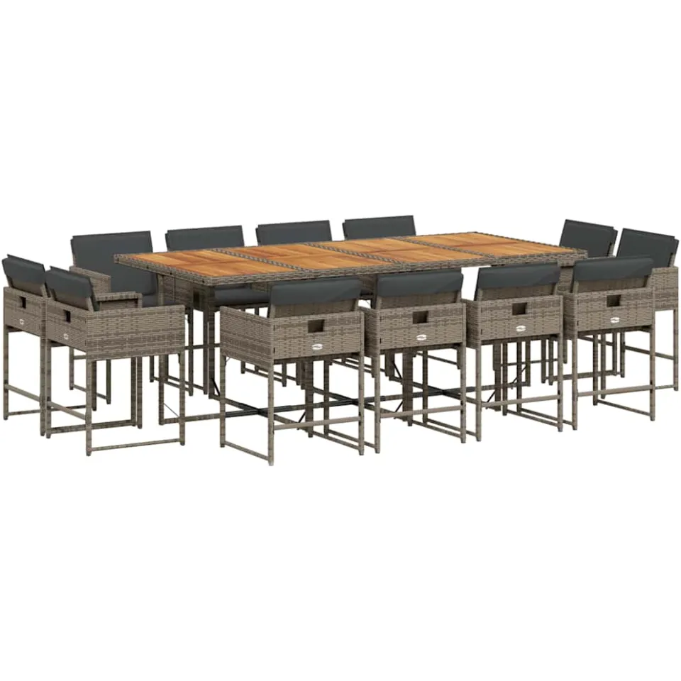 vidaXL 13-delige Tuinset met kussens poly rattan grijs, foto 4