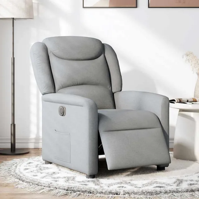 vidaXL Fauteuil elektrisch verstelbaar stof lichtgrijs