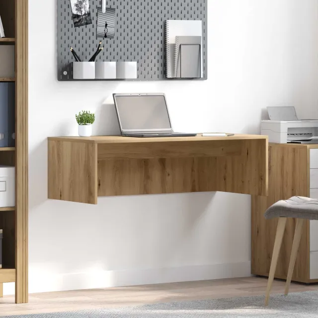 vidaXL Wandbureau Artisan Eiken 100 x 45 x 30 cm Bewerkt hout, foto 2