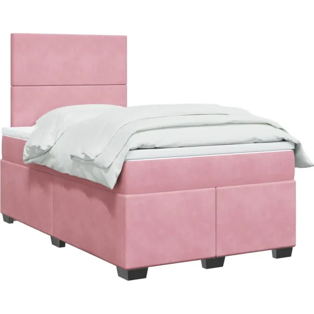 vidaXL Boxspring met matras fluweel roze 120x190 cm