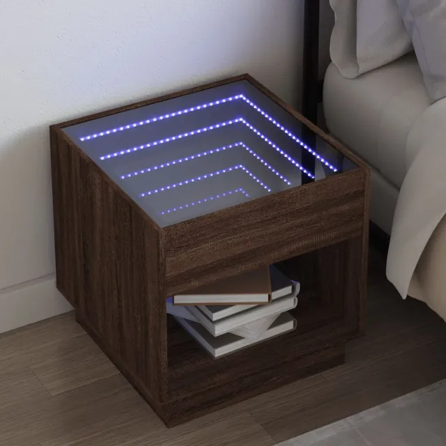vidaXL Nachtkastje met Infinity LED 50x50x50 cm bruin eikenkleurig