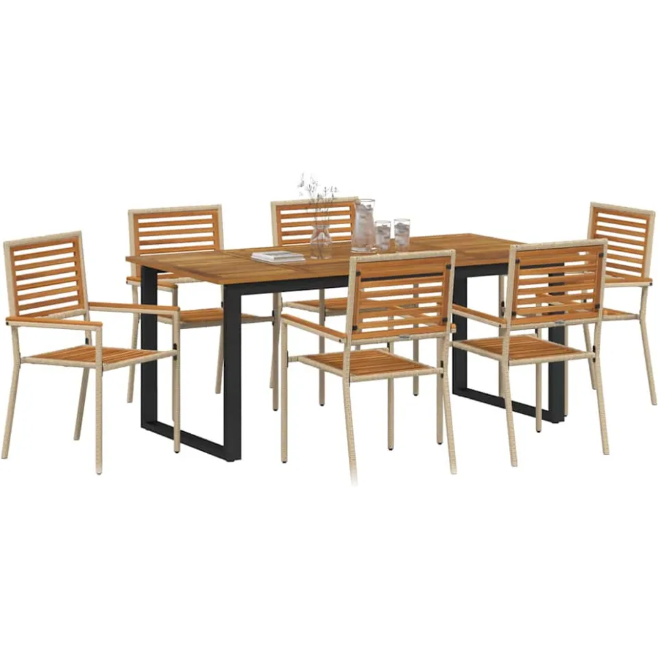 vidaXL Tuin eettafelset 7 st Beige Massief Acaciahout