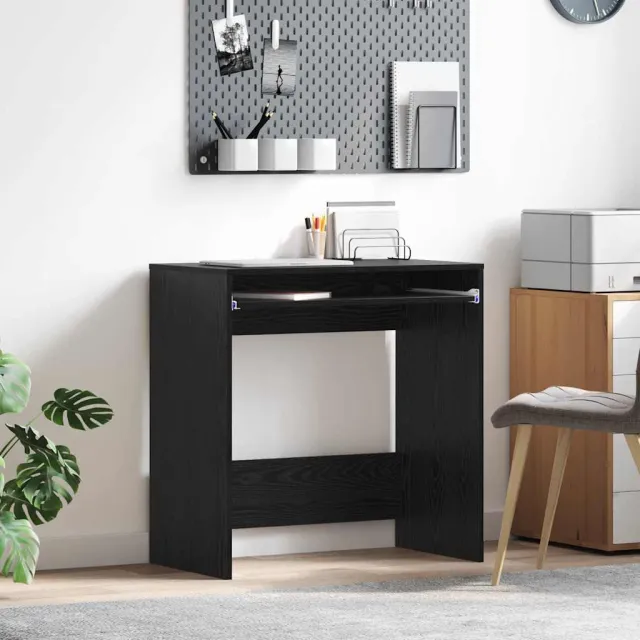 vidaXL Bureau Zwart Eiken 77,5 x 43 x 79 cm Bewerkt hout, foto 2