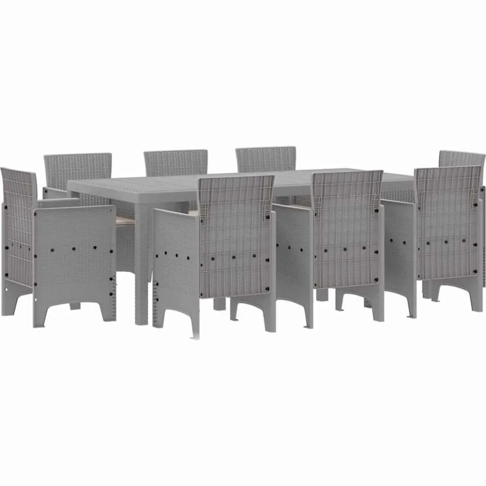 vidaXL Tuin eettafelset 9 st Lichtgrijs Polypropyleen