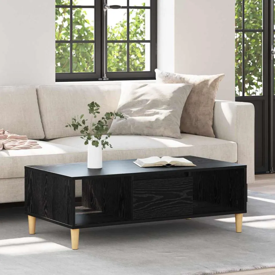 vidaXL Salontafel Zwart Eiken 102 x 55 x 35 cm Bewerkt hout, foto 3