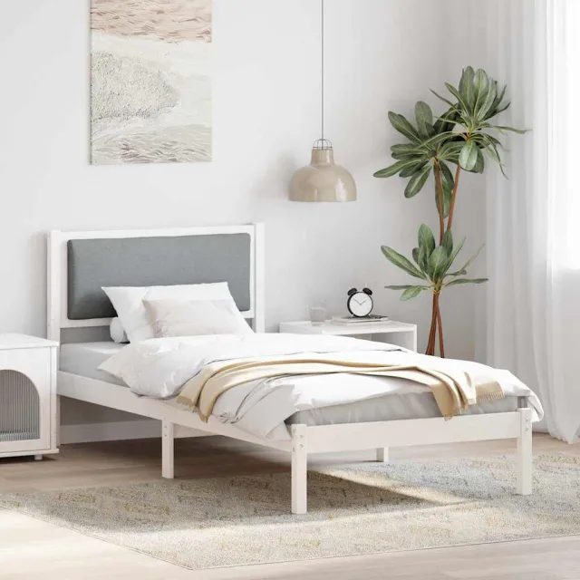 vidaXL Bedframe Lichtgrijs 90 x 190 cm Massief grenenhout