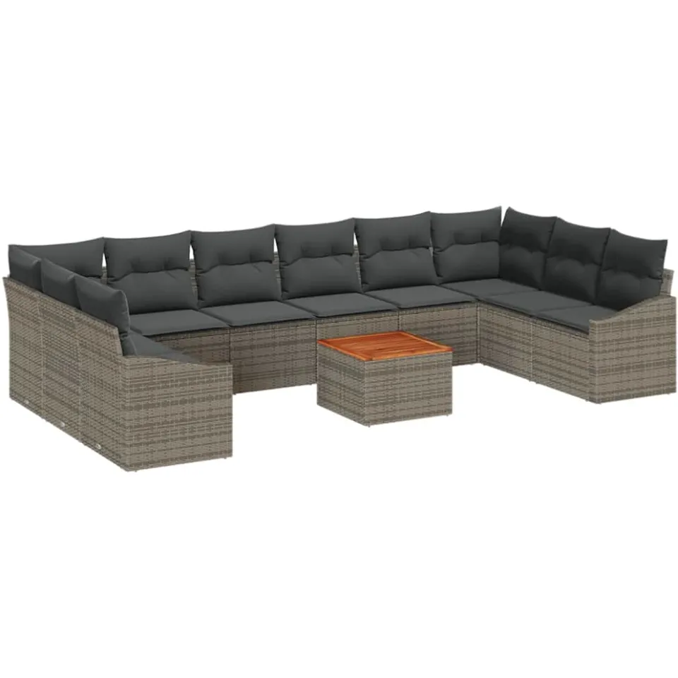 vidaXL Tuinbankenset 11 st Grijs poly rattan