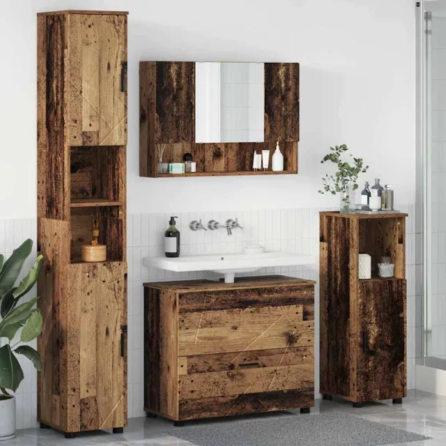 vidaXL Badkamermeubelset 4 st Oud Hout 35 x 30 x 192 cm bruin