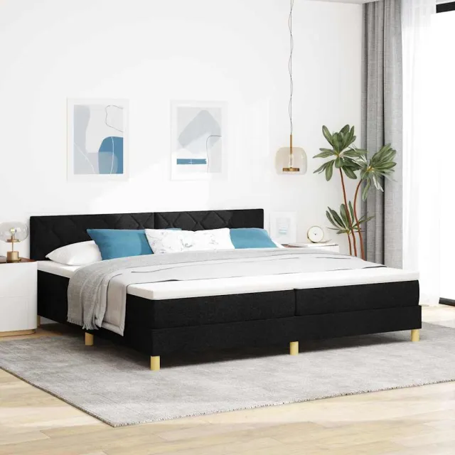 vidaXL LED Box Spring Bed met hoofdeinde Zwart 200 x 200 cm Stof